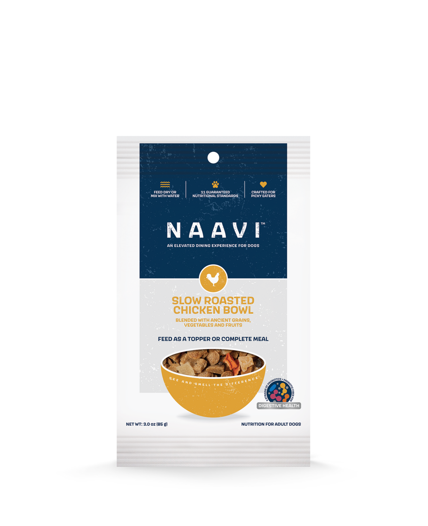 Naavi slow roasted chicken package on a white background